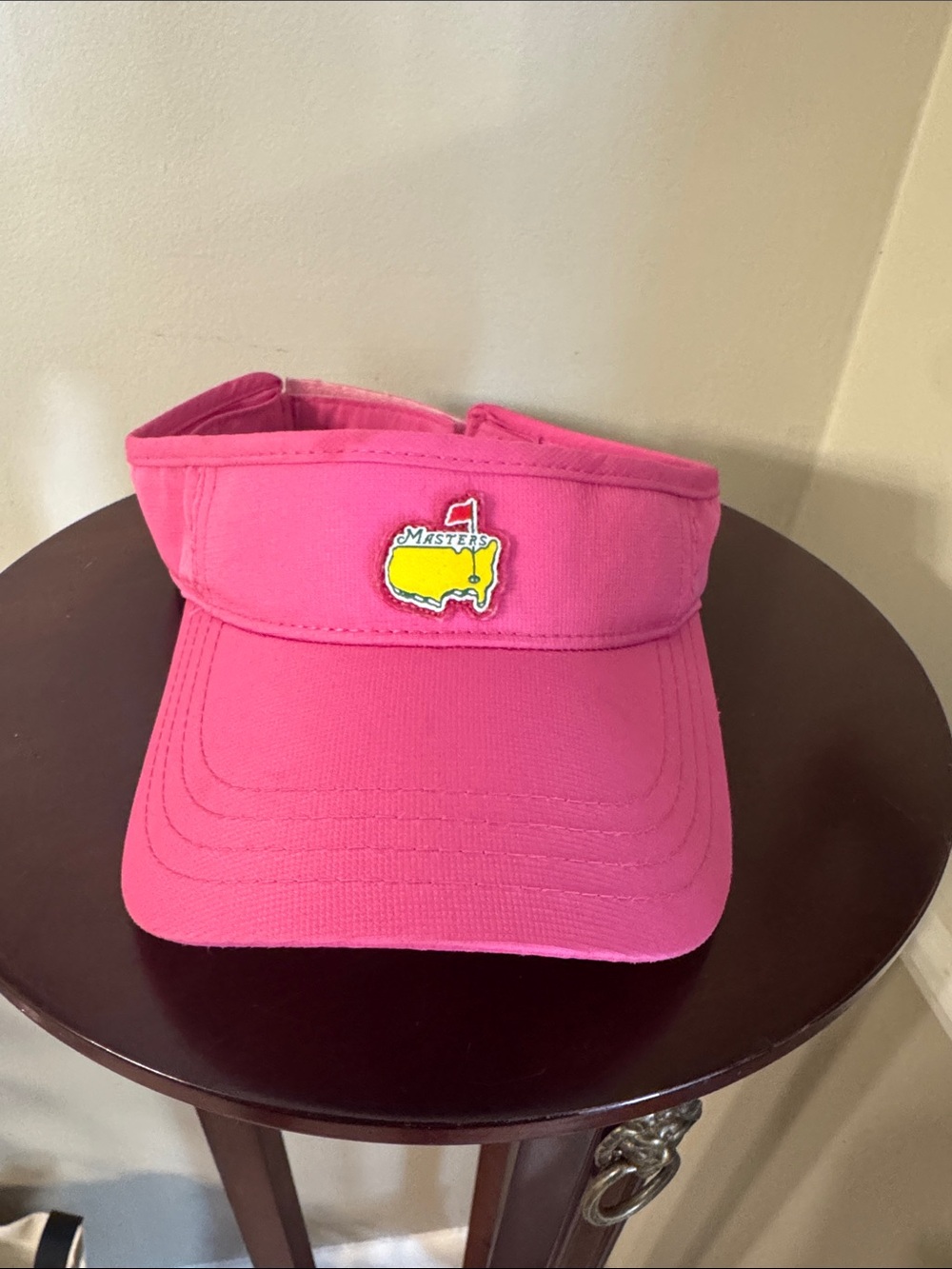 Masters Pink Golf Visor with Yellow Augusta Emblem